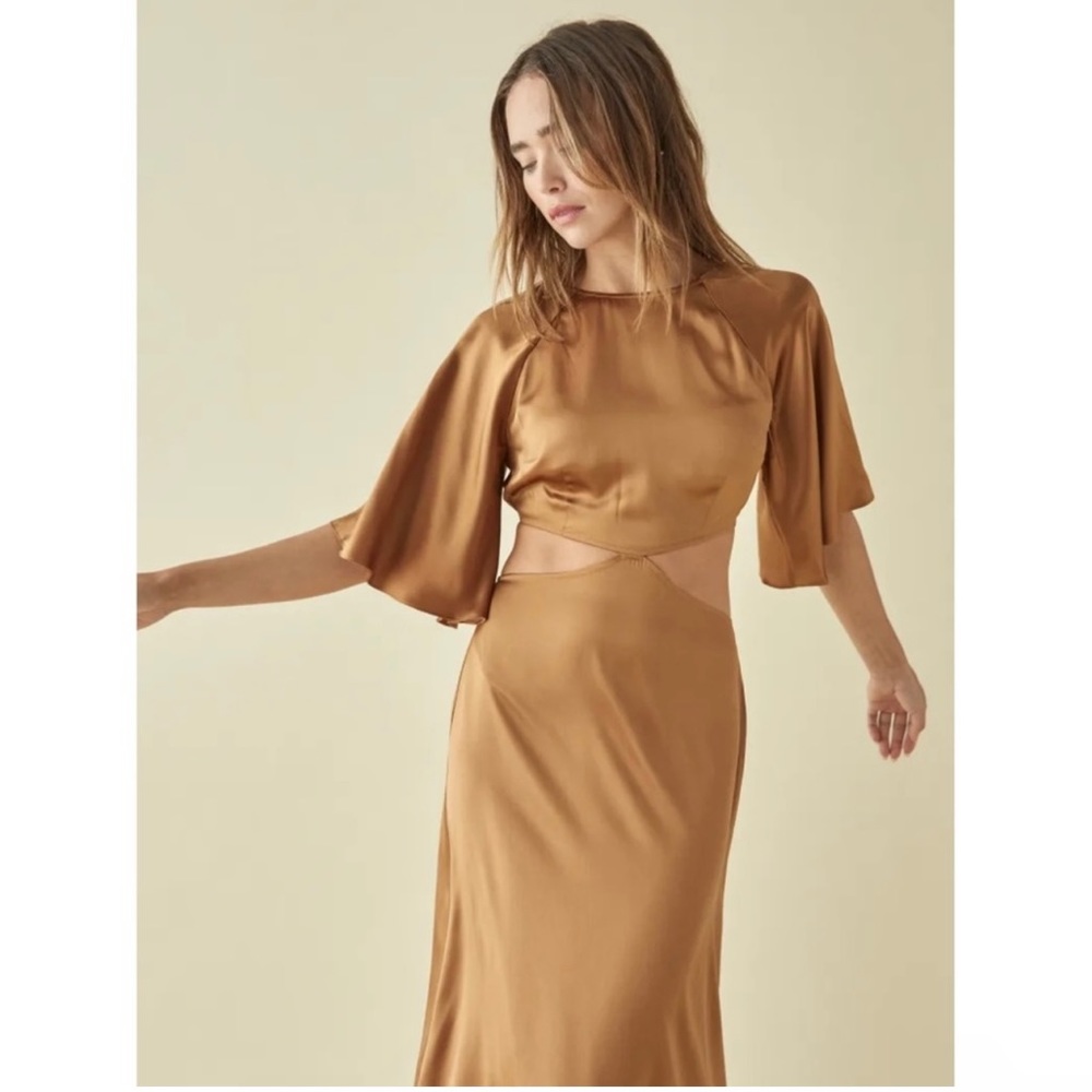 The Reformation Noemi Dress in Butterscotch